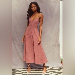 Lulus Time for Tea Dusty Rose Jacquard Sleeveless Midi Dress